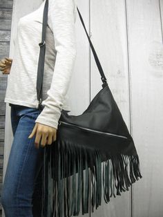 Fringe LEATHER Purse BLACK Crossbody Leather Bag With Tassels Boho Bag Lined Hobo Bag Women's Handbag Leather Laptop Bag Black Tassel Crossbody Bag, Tasseled Shoulder Bag For Daily Use, Black Travel Shoulder Bag With Tassels, Daily Use Satchel Shoulder Bag With Tassels, Daily Use Satchel Bag With Tassels, Black Hobo Bag With Tassels For Everyday Use, Black Tasseled Hobo Bag, Travel Shoulder Bag With Tassels, Black Bags With Tassels For Everyday Use