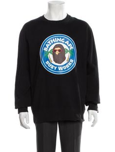 BAPE SweatshirtBlackGraphic PrintLong SleeveFit:Sweatshirts & Hoodies by BAPE typically fit true to size. Graphic Prints, Print Patterns, Crew Neck Sweatshirt, Sweatshirts Hoodie, Crew Neck, Mens Outfits, Sweatshirts, Clothes, Black