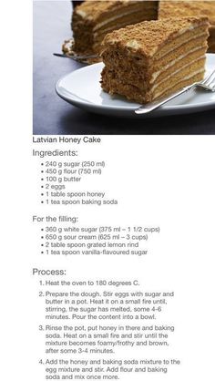 a recipe for layered layer cake on a plate