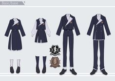 Unique Uniform Ideas, Character Design Uniform, School Uniform Character Design, School Uniform Design Ideas, Nrc Uniforms, Academy Uniform Design, School Uniform Ideas Drawing, School Uniforms Drawing, Uniform Character Design