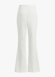 Add some flare with our Phoebe Pant. Made from an ivory stretch-suiting blend fabric, the pant is cut for a tailored fit and finished with back welt pockets and flared hem. 74% Polyester, 20% Rayon, 6% SpandexGaby is 5'9" wearing size 2. Video: Misia is 5' 10" wearing a size 14 Lauren is 5’10” a size 6 Elegant Stretch Flares, White Chic Wide Leg Flares, Chic White Wide-leg Flares, Chic Fitted White Flares, Elegant Spring Bottoms With Flared Hem, Chic White Wide Leg Flares, Chic White Fitted Flares, Elegant Fitted Flares For Workwear, Elegant Fitted Flares For Work