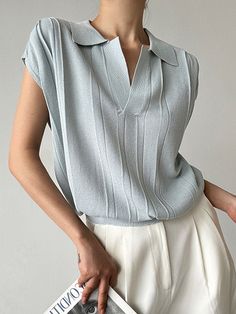 Come to Stylewe to buy Shirts at a discounted price, SPU: 16SH5MA3CA, Color: As Picture, Style:Casual, Activity:Daily. Casual Sleeveless Top For Office, Trendy Blue Top With Collared Neckline, Gray Cotton Top For Office, Gray Cotton Office Top, Casual Solid Color Tops For Office, Cotton V-neck Office Tops, Cotton V-neck Top For Office, Casual Solid Tops For Office, Casual V-neck Tops For Office