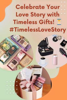 an advertisement for the timeless lovestorys store, with pictures of items in it