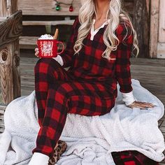 S(2-6) - Xl(16-18) Check Tops, Plaid Pajamas, Plaid Fashion, Plaid Pants, Loungewear Set, Long Sleeve Plaid, Plaid Christmas, Womens Clothing Stores, Lounge Set