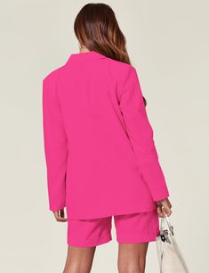 You can't go wrong with a blazer jacket in this season! Our hottest women blazer in 2022 is now available in United State! This is a trendy blazer for women you cannot miss. Add to cart now and you will absolutely love it.This casual blazer combines style and details you¡¯d expect in a ritzy tailored item. Features padded shoulders, vented back, notched lapel collar and fashion double breasted detailing to make you stunning anytime. Pink Blazer Dress With Notch Lapel, Trendy Blazer With Lapel Collar In Solid Color, Trendy Solid Color Blazer With Lapel Collar, Spring Double-breasted Solid Color Blazer, Tailored Blazer With Notch Lapel In Solid Color, Tailored Solid Color Blazer With Notch Lapel, Spring Double-breasted Solid Blazer, Solid Double-breasted Spring Blazer, Spring Solid Double-breasted Blazer