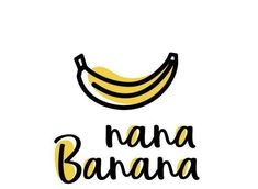 a banana with the words bananas written in black and yellow ink on a white background