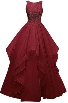 Beaded Bridesmaid Dress, Dresses Graduation, Evening Dress Long, Organza Gowns, Burgundy Prom Dress, Prom Dresses Sleeveless, Gowns Prom, Ball Gowns Evening, 16 Dresses