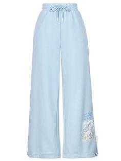 Add a touch of whimsical charm to your casual wardrobe with these Cute Lamb Print Blue Elastic Waist Sweat Pants. Features a cute lamb print that adds a playful and kawaii element to your outfit. The elastic waistband ensures a snug yet comfortable fit. The wide-leg design provides a relaxed and airy feel. Garment Size SizeSMLFull Length (Short / Long)95/10097/10299/104Waist606468Hips9498102Cuff64.566.568.5Rise32.533.133.7 Cute Relaxed Fit Bottoms, Cute Pants For Spring Loungewear, Cute Blue Cotton Pants, Cute Spring Loungewear Pants, Cute Blue Pants With Pockets, Cute Light Blue Cotton Bottoms, Playful Relaxed Fit Pants For Spring, Cute Blue Loungewear Bottoms, Kawaii Sweatpants