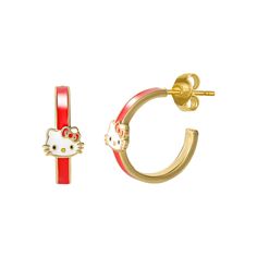 Adorable style is effortless with these Hello Kitty enamel hoop earrings. Adorable style is effortless with these Hello Kitty enamel hoop earrings. FEATURES Backings: post Metal: brass Plating: gold tone Finish: polished Packaging: boxed Size: One Size. Color: Yellow. Gender: female. Age Group: adult. Trendy Hypoallergenic Enamel Earrings, Cute Round Enamel Jewelry, Pink Enamel Hoop Earrings, Playful Gold Enamel Earrings, Gold Enamel Huggie Earrings As Gift, Nickel-free Enamel Hoop Earrings, White Enamel Hoop Earrings For Gifts, Enamel Huggie Earrings Perfect For Gifts, Trendy Enamel Huggie Earrings