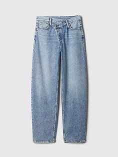 High Rise Crossover Barrel Jeans | Gap Crossover Jeans, Barrel Jeans, Jeans Look, Brand Collaboration, Break In, Denim Patchwork, Cut Loose, High Rise Jeans, Recycled Cotton