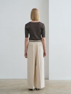 This is a trendy and feminine pants by RENEJ that is made out of high quality and sturdy material. With distinctive mood of the design and comfortable wear, you can style it for your casual daily outfit.- Cool touch of crepe fabric- Back elastic waistband- Unique and feminine mood Elegant Viscose Bottoms For Workwear, Elegant Viscose Bottoms For Business Casual, Elegant Viscose Business Casual Bottoms, Viscose Ankle-length Pants For Work, Viscose Straight Pants For Work, Viscose Ankle-length Work Pants, Straight Viscose Pants For Work, Chic Bottoms With Elastic Waistband And Minimal Stretch, Fitted Viscose Bottoms With Elastic Waistband