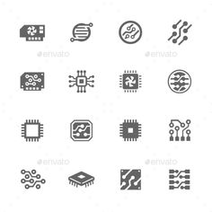 electronic components and circuit board icons