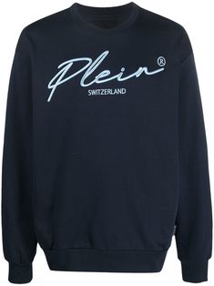 navy blue cotton logo print at the chest crew neck long sleeves Philipp Plein Logo, Logo Azul, Men's Activewear, Philipp Plein, Cotton Logo, Mens Activewear, Logo Print, Crew Neck Sweatshirt, Knitwear