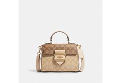 COACH® | Morgan Top Handle Satchel In Blocked Signature Canvas Daily Bag, Coach Outlet, Signature Canvas, Card Bag, Satchel Bag, Satchel Bags, Smooth Leather, Luxury Bags, Top Handle