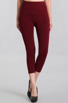 Our best-selling leggings are made to keep you looking and feeling great all day! These ultra comfortable cropped leggings with our signature Tummy Tuck high-waistband are designed to smooth and flatten, and feature slimming properties to give you a sleek silhouette.Now offered in two size ranges! Made in USA Size A: Fits Sizes 2-12 Size B: Fits Sizes 12-16 70% Viscose. 20% Nylon. 10% Spandex. Hand wash cold, Dry flat Style B2370/B2370XL View Size Guide Bath And Body Shop, Summer Anklets, Burgundy Leggings, Banana Clip, Poncho Cardigan, Tummy Tucks, Unique Boutique, Elastic Headbands, Bottom Clothes