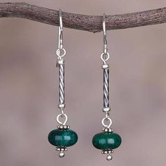 Meadow Goddess Chrysocolla and Sterling Silver Dangle Earrings from Peru Jewelry 101, Amazing Earrings, Beaded Jewelry Earrings, Beaded Chandelier Earrings, Earring Kit, Beaded Earrings Diy, Diy Earring, Silver Jewelry Earrings, Earrings Diy