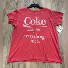 Coca Cola Distressed T-Shirt Never Worn, Great Condition Size S Casual Red Distressed Tops, Red Distressed Cotton Top, Red Distressed Crew Neck Top, Red Distressed Crew Neck T-shirt, Red Americana Graphic Print T-shirt, Red Distressed Short Sleeve T-shirt, Distressed Tshirt, Alabama Shirts, Red Novelty Cotton T-shirt