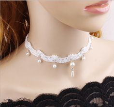 Beautiful Vintage Victorian style White lace Pearl choker necklace Jewelry 2pcs Women's Girl's Beautiful Vintage Victorian style White lace Bead Pearl choker necklace Jewelry 2pc set. Adjustable size. Color: White Lace Choker Necklace For Party, Party Lace Choker Necklace, Lace Choker Jewelry As Gift, Lace Choker Jewelry Gift, Lace Choker Jewelry For Gifts, Elegant Beaded Choker For Summer, Adjustable Lace Jewelry For Parties, Adjustable Lace Necklaces For Party, Summer Wedding Choker Jewelry