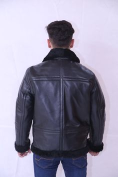 Product Specifications: External: Real Leather Internal: Soft Shearling Lining Collar: Shirt Style Collar Front: Zipper Fastening Cuffs: Zipper Cuffs Waist: Belted Pockets: Two Outside And Two Inside Classic Winter Leather Jacket With Faux Fur Lining, Classic Leather Jacket With Faux Fur Lining For Winter, Winter Business Leather Jacket With Padded Collar, Black Leather Jacket With Fleece Lining, Classic Fitted Leather Jacket With Faux Fur Lining, Black Sheepskin Leather Jacket For Winter, Classic Fitted Shearling Leather Jacket, Black Sheepskin Biker Jacket For Winter, Black Leather Fur Coat For Cold Weather