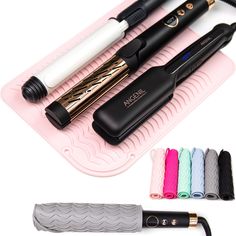 PRICES MAY VARY. 🌟【Large Size & Multi Functions】 - 7.9 inch x 11.02 inch, The large size is large enough for multiple hot tools, 2 ways as a hair straightener & curling iron mat and pouch, easy to hold and store hot hair-styling tools for safe-carrying without waiting for cooling down. Protecting your counter safely 🌟【Heat Resistant for Protection】Heat Resistant Salon Silicone Mat can effectively prevent burns on the tabletop from Damage caused by overheating of the heating tools. The heat res Titanium Hair Straightener, Titanium Hair, Curling Wands, Flat Iron Hair, Flat Irons, Iron Hair, Curling Irons, Straighten Iron, Bathroom Counter