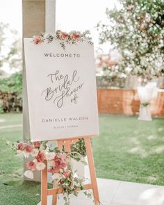 a welcome sign for the bride and groom