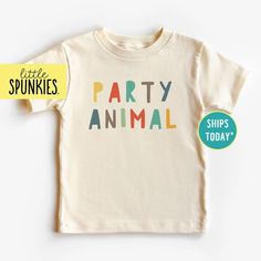 Party Animal Toddler Shirt, Animal Birthday Birthday T-shirt, Natural Graphic Tee PARTY ANIMAL - Etsy Unisex Pre-shrunk T-shirt For First Birthday, Casual T-shirt With Funny Print For First Birthday, Funny First Birthday T-shirt, Funny First Birthday T-shirt With Letter Print, Fun Cotton T-shirt For Birthdays, Fun Cotton T-shirt For Birthday, Playful Short Sleeve T-shirt For First Birthday, Funny Letter Print T-shirt For First Birthday, White Screen Print Shirt For Birthday