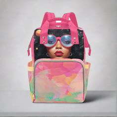 .title { font-size: 18px; } .title1 { font-size: 14px; } .list { background-position: left 10px; } ChicVision Watercolor Multi-Function Backpack Step out in style and functionality with our ChicVision Watercolor Multi-Function Backpack, featuring a striking image of a melanin queen sporting chic pink glasses. Designed for durability and fashion-forward flair, this backpack boasts a spacious main compartment and multiple interior pockets for convenient organization. Whether you're packing food, clothes, water bottles, diapers, or books, our backpack has you covered. 【Type】Made from waterproof nylon, 10.83"(L) x 6.69"(W) x 15"(H) x 3.1"(Hand Drop). 【Product description】24.34 Oz. Made from 100% polyester, durable and fashionable. Large capacity. One main compartment and some seperate pockets List Background, Pink Glasses, Title Font, Handbag Storage, Food Clothes, Queen Dress, Hoodie Blanket, Chic Pink, Sport Chic