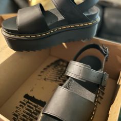 Great Deal On These Brand New, Never Worn Dr. Martens Women’s Sandals Sz 8. Voss Quad Design. Black Platform Slip-on Footbed Sandals, Black Sandals With Leather Footbed, Black Footbed Sandals With Leather Footbed And Round Toe, Black Wedge Heel Footbed Sandals With Removable Insole, Black Open Toe Platform Footbed Sandals, Black Leather Platform Footbed Sandals, Black Open Toe Footbed Sandals With Heel Strap, Black Wedge Heel Sandals With Cushioned Footbed, Black Cushioned Footbed Sandals With Open Heel