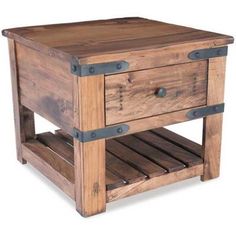 a small wooden table with two drawers