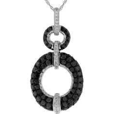 Royal 14K White Gold Black Diamond & Diamond Pendant - 1.45 Carat Black Diamond, 0.15 Carat White Diamonds Luxury Black Diamond Necklace With Accents, Luxury Black Necklace With Brilliant Cut, Luxury Black Diamond Necklace, Black Pendant Jewelry With Diamond Accents, Elegant Black Round Diamond Necklace, Black Diamond Necklace With Round Diamond Accents, Black Diamond Necklace With Accents, Round Shape, Black Diamond Necklace With Diamond Accents, Black Diamond Necklace With Accents