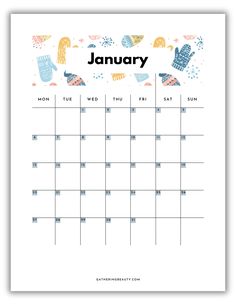 the printable calendar for january is shown