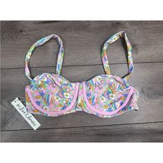 Questions? Leave A Comment Below! Retro Underwire Swimwear For Vacation, Retro Underwire Swimwear For Poolside, Multicolor Beach Bra For Spring, Multicolor Padded Underwire Bra, Multicolor Underwire Bra With Padded Cups, Summer Multicolor Bra, Vintage Chanel Handbags, For Love And Lemons, Pink Fashion