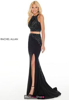 Rachel Allan Dress 7064 | PromDressShop.com Fitted Two-piece Dress For Prom Season, Fitted Two-piece Dress For Prom, Fitted Halter Neck Prom Gown, Elegant Fitted Two-piece Dress For Prom, Fitted Two-piece Evening Dress For Prom, Fitted Two-piece Dress For Evening Prom, Fitted Two-piece Dress For Prom Evening, Halter Mermaid Dress, Two Piece Long Dress