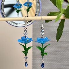 Handmade Dangling Earrings With Charming Blue Poppy From - Etsy Ukraine Blue Poppy, Buy Earrings, Christmas Mom, Unique Gifts For Her, Dangling Earrings, Flower Jewellery, Jewelry Creation, Handmade Flowers, My Flower