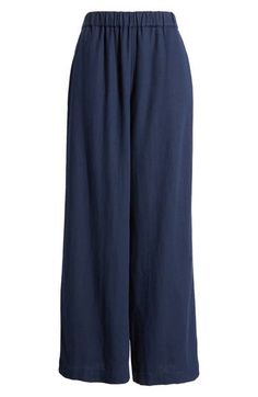 Cut from a breezy linen blend with a high waist and wide legs, these pull-on pants are a cool remake of a closet classic. 30" regular inseam; 25" leg opening; 11 12" front rise; 16" back rise (size Medium) 28" petite inseam; 24" leg opening; 11" front rise; 15" back rise (size Medium P) Elastic waist Front slant pockets; faux back welt pocket 55% linen, 45% rayon Machine wash, tumble dry Imported Women's Clothing Chic Cotton Wide Leg Pants With Pull-on Style, High-waisted Linen Pants For Daywear, Summer Linen Pull-on Style Bottoms, Vacation Linen Pants With Pull-on Style, Linen Pull-on Pants For Vacation, Pull-on Linen Pants For Vacation, Linen Pull-on Pants For Daywear, Relaxed Fit Wide Leg Linen Pants For Daywear, Beach Linen Pants With Pull-on Style