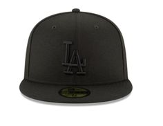 Los Angeles Dodgers 59Fifty New Era Hat 5950 style cap All black in color 100% polyester Official Product of the MLB Black Urban Flat Cap, Urban Black Flat Cap, Black Flat Cap Fitted Hat For Sports, Black Fitted Flat Cap For Sports, Classic Black Flat Brim Fitted Hat, Fitted Hats Men, Warrior Logo, New Era Logo, New Era Hat