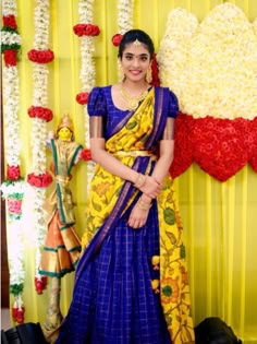 Mangalgiri Half Saree Designs, Latest Langa Voni Designs, Mangalgiri Pattu Dresses, Mangalgiri Pattu Lehenga, Paavadai Satai, South Indian Lehenga Half Saree, Kalamkari Lehengas, Kalamkari Langa Voni, Kalamkari Half Saree Designs