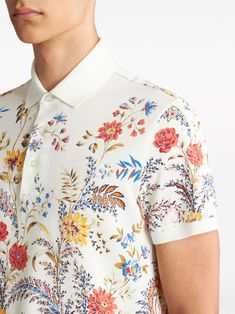 Find ETRO Floral Paisley-print Cotton Polo Shirt on Editorialist. white/multicolour cotton piqué weave floral print paisley print polo collar front button placket short sleeves straight hem Patterned Collared Shirt With Floral Print, Collared Shirt With Floral Print In Patterned Color, Collared Shirt With Floral Print In Patterned Design, Collared Floral Print Patterned Shirt, Multicolor Floral Print Top With Collared Neckline, White Tops With Floral Print And Collared Neckline, Floral Print Short Sleeve Work Shirt, Short Sleeve Floral Print Shirt For Work, White Floral Print Tops With Collared Neckline