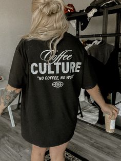 Coffee Culture Tee – We The Babes Trendy Oversized T-shirt With Letter Print, Comfortable Graphic Print T-shirt, Grunge Style Relaxed Fit Short Sleeve T-shirt, Trendy Oversized T-shirt With Front Print, Trendy Relaxed Fit T-shirt For Loungewear, Comfortable Graphic Print T-shirt For Streetwear, Trendy Oversized Letter Print T-shirt, Short Sleeve T-shirt With Letter Print For Loungewear, Everyday Short Sleeve T-shirt With Front Print