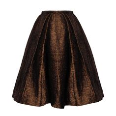 Incredible vintage couture hand-woven skirt with petal pleats and a tiny nipped waist. Unique cut with a New Look silhouette. This skirt came from a very high end estate which featured mostly French couture clothing. Details: Unlined Side Metal Zip and Hook Closure Marked Size: Not Marked Estimated XXS Color: Black/ Metallic Copper Fabric: Hand Woven/ Wool + Silk Label: Not Marked Measurements: Waist: 21" Hips: Free Total Length: 23" 1950s Couture, Silk Pleated Skirt, Vintage Wool Skirt, Black Silk Skirt, Metallic Pleated Skirt, Skirt Silk, Couture Outfits, Metallic Skirt, Vintage Couture