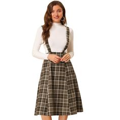 Step into a blend of classic charm and modern flair with the Allegra K Women's Vintage Plaid A-Line Tartan Suspender Midi Skirt. Perfect for adding a touch of sophistication to your wardrobe, this skirt features a captivating brown plaid pattern that exudes timeless elegance.

- **Size**: X-Large
- **Color**: Brown Plaid
- **Material**: Not specified
- **Gender**: Female
- **Age Group**: Adult
- **Design**: A-Line, Suspender Style
- **Pattern**: Plaid

Crafted with an A-line silhouette and equip Plaid Overall Dress, Midi Skirt Brown, Long Plaid Skirt, Suspender Skirt, Brown Plaid, Plaid Fashion, Vintage Plaid, Overall Dress, Plaid Skirts