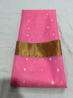 Chanderi Handloom Saree Pink Blouse