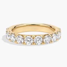 A pave-set row of sparkling round brilliant lab-grown diamonds shimmer brightly in this 14k yellow gold ring she'll treasure as a wedding or anniversary band. 14k Rose Gold Ring, Anniversary Bands, Yellow Gold Ring, Yellow Gold Rings, Round Brilliant, Rose Gold Ring, Lab Grown, Gold Ring, Lab Grown Diamonds