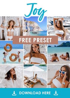 a collage of photos with the text joy free preset