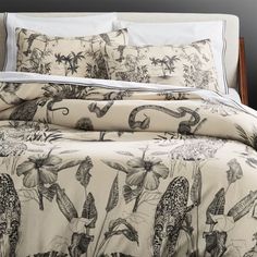 the comforter is made up with black and white designs