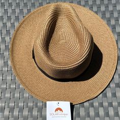 Women’s/Unisex Fedora Beach Or Sun Hat. Tan With Black Cross Grain Ribbon. Adjustable Sizing. Brand New With Tags. Smoke Free Home. Travel Fedora With Upf 50+ In Brown, Casual Short Brim Sun Hat For Travel, Brown Flat Brim Panama Hat With Upf 50+, Casual Straw Hat For Vacation, Brown Panama Hat With Upf 50+ For Vacation, Casual Wide Brim Panama Hat With Upf 50+, Lightweight Casual Panama Hat For Outdoor, Casual Panama Hat With Wide Brim And Upf 50+, Casual Lightweight Panama Hat For Outdoor