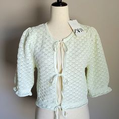 Cute And Original. This Has A Very Light Mint Color. Cropped Summer Cardigan For Day Out, Summer Cropped Cardigan For Day Out, Cropped Cardigan For Summer Day Out, Vintage Cotton Cardigan For Summer, Vintage Cotton Summer Cardigan, Vintage Fitted Summer Cardigan, Fitted Vintage Summer Cardigan, Summer Cotton Sweater For Daywear, Vintage Beach Cardigan For Spring