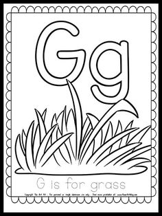 the letter g is for grass coloring page with an image of flowers and plants on it