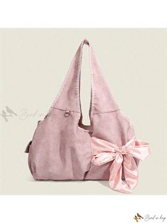 Pink Bows On Bags, Cute Canvas Bags, Cute Bag Designs, Easy Things To Hand Sew, Tote Bag With Bow, Tote Bag Ideas Design, Shoulder Bag Pattern Free, Sewed Bag, Sporty Purse