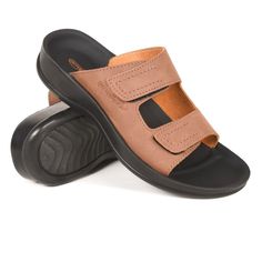 Discover the ideal fusion of comfort and style with Urania flat sandals for women. These sandals are crafted with arch support and a fashionable suede leather upper, ensuring both a trendy appearance and exceptional comfort. The soft inner material and shock-absorbent polyurethane sole provide a pleasant walking experience, offering cushioning and stability with every step. Approved by APMA for their supportive design and foot-friendly features, Urania sandals prioritize your foot health while e Comfortable Flat Sandals With Leather Footbed, Comfortable Flat Leather Sandals, Flat Leather Footbed Sandals With Arch Support, Leather Flat Footbed Sandals With Arch Support, Comfortable Suede Sandals With Arch Support, Leather Flat Sport Sandals With Arch Support, Flat Leather Slippers With Arch Support, Brown Sandals With Arch Support And Flat Heel, Comfortable Open Toe Slippers With Ortholite Insole